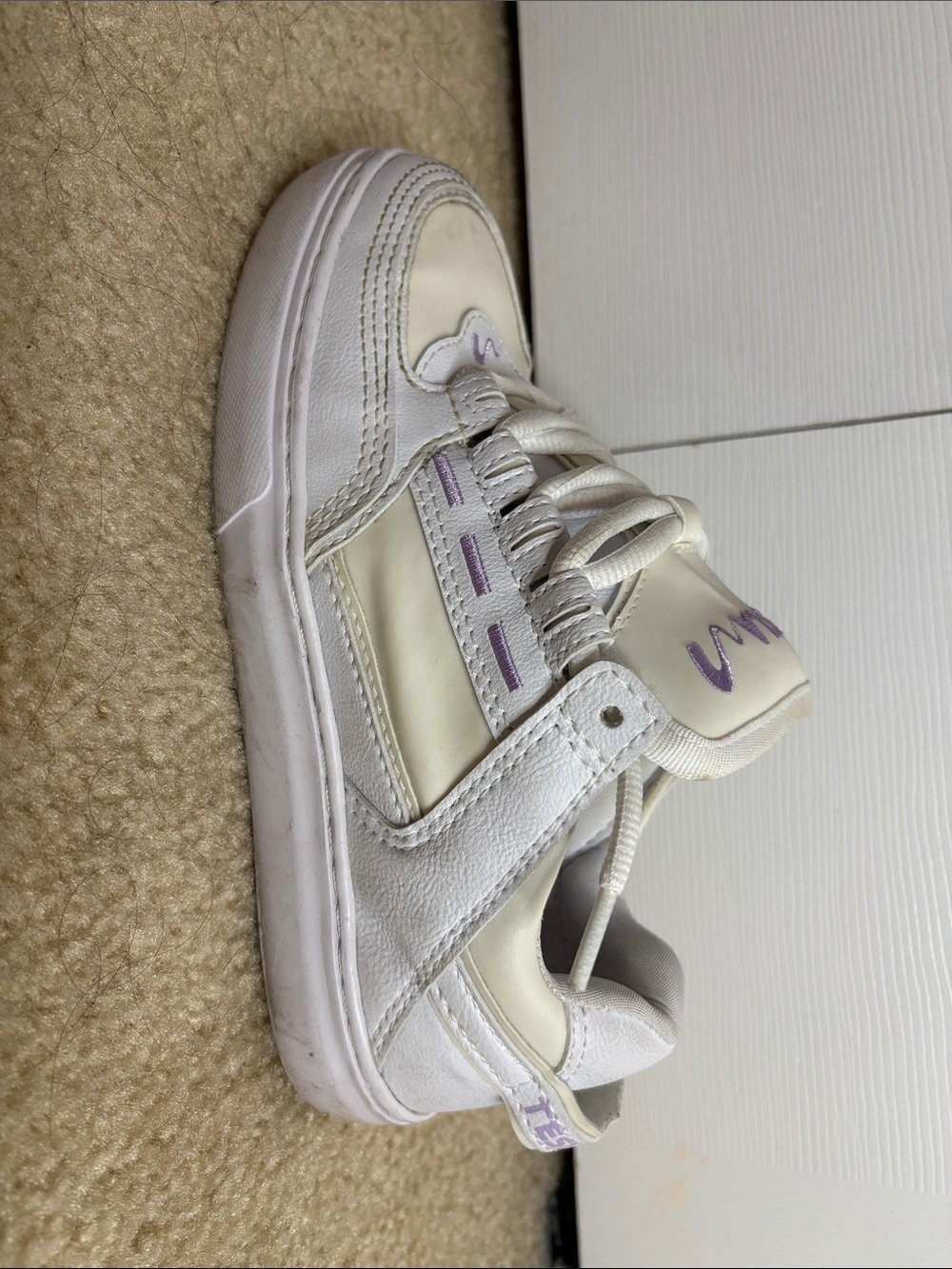 TESLA White and Light Purple Sneakers (Change colors in sun) - Picture 2 of 4